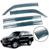 Дефлектор вікна для Mitsubishi Pajero III 2000-2006 з нерж. хром полоскою Дефлектор вікна для Mitsubishi Pajero III 2000-2006 з нерж. хром полоскою